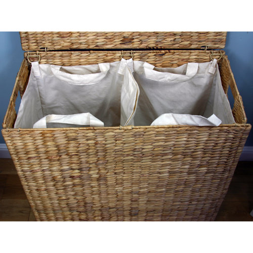 Bayou Breeze Wicker DoubleSided Laundry Clothes Hamper Basket Seagrass